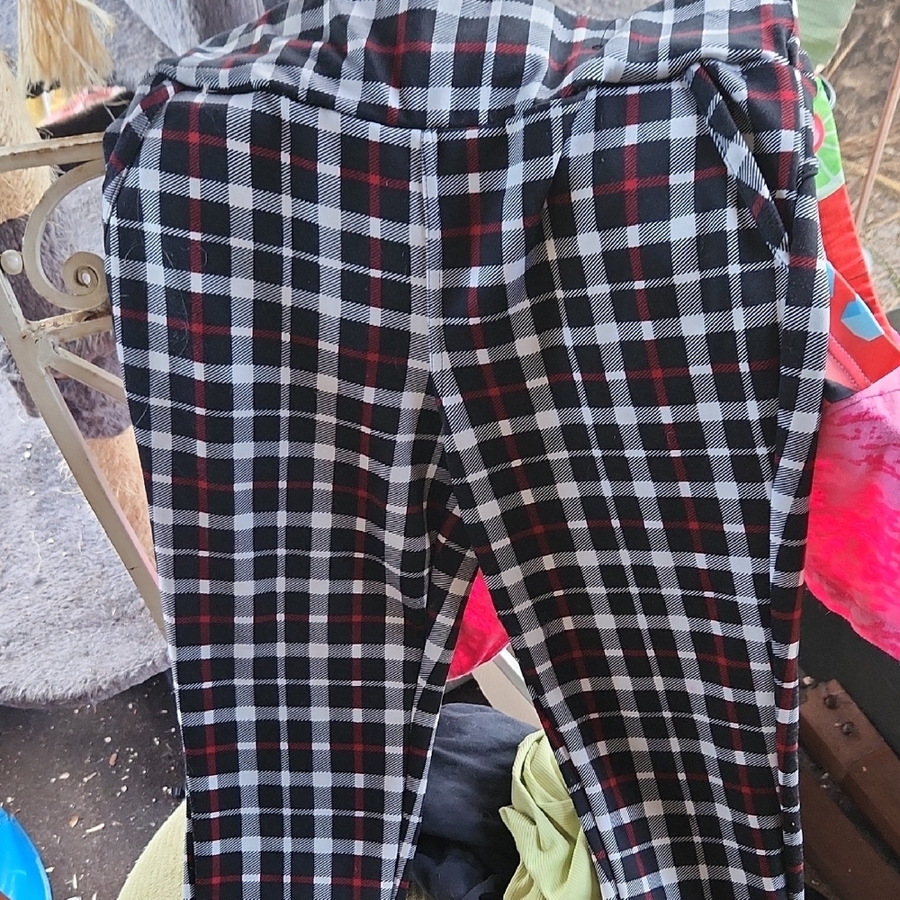 Plaid Checkered Pants in Black, White, and Red